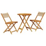 vidaXL Ensemble de bistro 3 Pièces beige polypropylène et bois massif