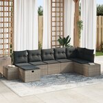 vidaXL Ensemble de Canapé de Jardin 7 pièces avec Coussins Gris Poly Rattan