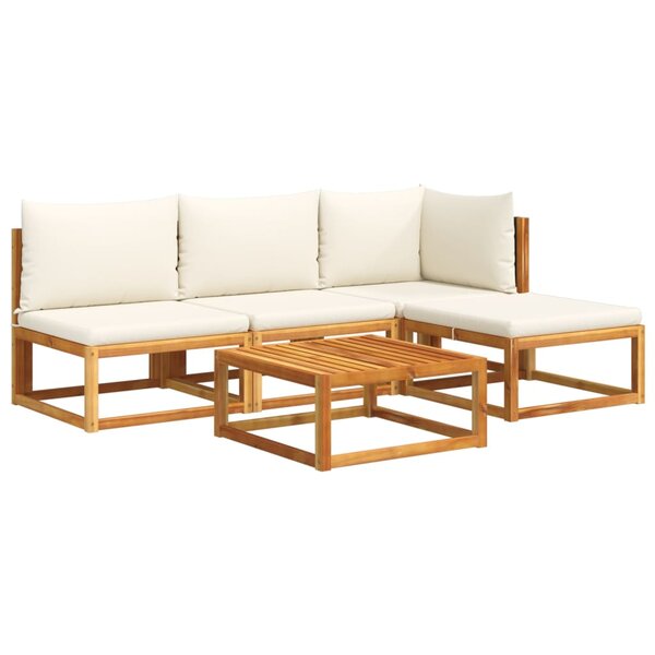 vidaXL Salon de jardin avec coussins 5 Pièces Bois d'acacia solide