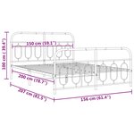 vidaXL Cadre de lit métal sans matelas et pied de lit blanc 150x200 cm