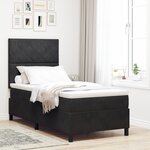 Lit Box Spring vidaXL avec Matelas et LED Noir 100x200 cm Velours