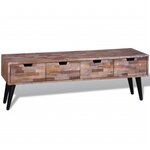 vidaXL Table console TV avec 4 tiroirs Bois de teck recyclé