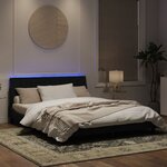 vidaXL Cadre de lit avec lumières LED noir 160x200 cm velours