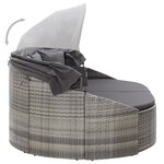 vidaXL Chaise longue d'extérieur avec auvent Résine tressée Gris