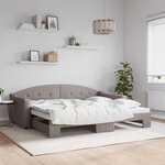 vidaXL Lit de jour avec lit gigogne taupe 90x200 cm tissu