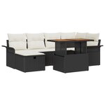 vidaXL Ensemble de Canapé de Jardin 7 Pièces avec Coussins Noir Poly Rattan