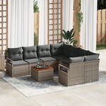Ensemble de Canapés de Jardin de 9 Pièces avec Coussins en Rotin Poly Gris Acacia