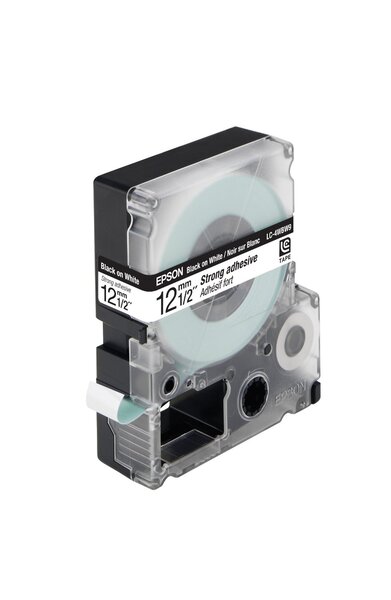 Cassette lc4wbw9 adhésif fort noir sur blanc 12mm x 9 m epson