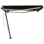 vidaXL Auvent automatique capteur de vent et LED 400x300 cm Anthracite