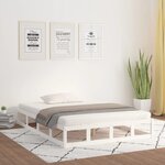 vidaXL Cadre de lit Blanc 120x190 cm Petit double Bois massif