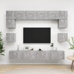 vidaXL Ensemble de meubles TV 8 Pièces Gris béton Bois d'ingénierie