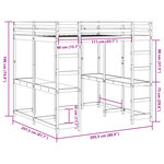 vidaXL Lit superposé et bureau et échelle 200x200cm bois de pin massif