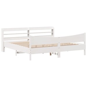 vidaXL Cadre de lit et tête de lit blanc 200x200 cm bois de pin massif