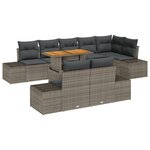 vidaXL Ensemble de salle à manger de jardin 9 pièces avec coussins gris poly rattan acacia