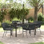 vidaXL Ensemble de salle à manger de jardin 5 pièces avec coussins en poly rattan noir