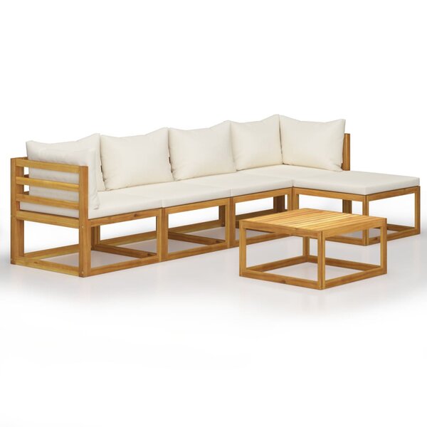 vidaXL Salon de jardin 6 Pièces avec coussin Crème Bois d'acacia solide