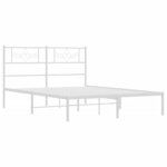 vidaXL Cadre de lit métal avec tête de lit blanc 140x190 cm
