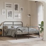 vidaXL Cadre de lit métal sans matelas avec pied de lit noir 150x200cm