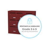 Bloc collectif Leabox  3x3  grade 3  simple face  intérieur  fixation murale  rouge brun ral 3011 finition brillante