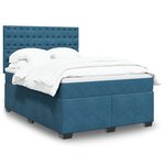 vidaXL Sommier à lattes de lit et matelas bleu 160x200 cm velours