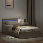 vidaXL Cadre de lit à rangement et LED Cappuccino Similicuir 100x200cm