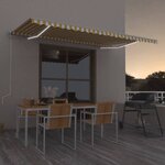vidaXL Auvent automatique capteur de vent/LED 500x300cm Jaune et blanc