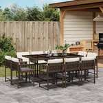 vidaXL Ensemble à manger de jardin et coussins 11 Pièces marron rotin