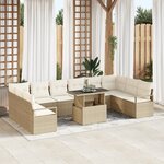 Ensemble de canapé de jardin vidaXL 11 pièces avec coussins Beige Poly Rotin