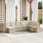 Ensemble de canapé de jardin de 8 pièces avec coussins en beige poly rotin