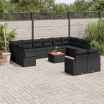 vidaXL Salon de jardin avec coussins 13 Pièces noir résine tressée