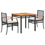 vidaXL Ensemble à manger de jardin avec coussins 3 Pièces Noir