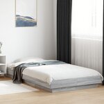 vidaXL Cadre de lit avec lumières LED sonoma gris 100x200 cm
