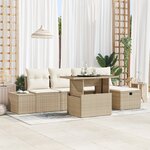 vidaXL Ensemble de canapé de jardin 6 pièces avec coussins Beige Poly Rotin