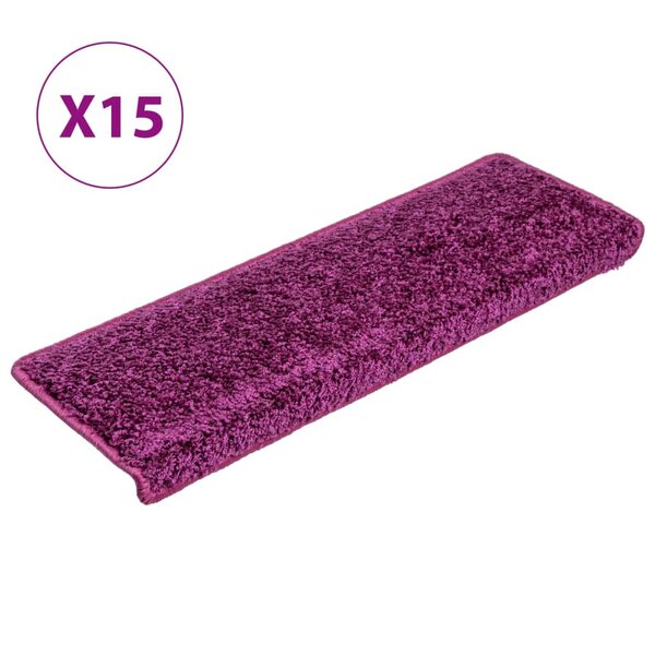 vidaXL Tapis d'escalier 15 Pièces 65x21x4 cm Violet