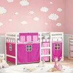 vidaXL Lit mezzanine enfants avec rideaux sans matelas rose 90x190 cm