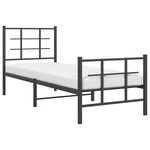 vidaXL Cadre de lit métal avec tête de lit/pied de lit noir 80x200 cm