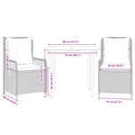 vidaXL Ensemble à manger de jardin 3Pièces coussins gris clair poly rotin