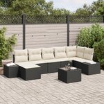 vidaXL Ensemble de canapé de jardin 7 pièces avec coussins en rotin poly brun