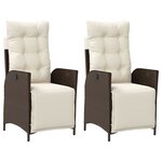 vidaXL Chaises inclinables de jardin lot de 2 avec repose-pied rotin