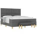 vidaXL Lit à Sommier avec Matelas & Banc Gris Foncé 180x200 cm Tissu