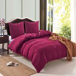 Vidaxl ensemble de housse de couette bordeaux 155x220/80x80 cm