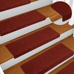 vidaXL Tapis de marches d'escalier 10Pièces Bordeaux 65x21x4cm Aiguilleté