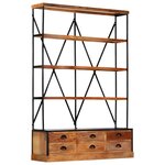 vidaXL Bibliothèque à 4 étagères avec 6 tiroirs 122x36x181 cm Manguier