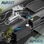 ACROPAQ 3 Boite cache cable- 3 Boite rangement cable 3 en 1- 3 tailles (S  M  L)- cache multiprise- ABS- Noir