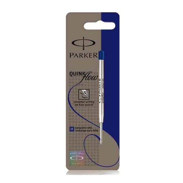 Blister Une Recharge Stylo bille QUINKflow Pointe Moyenne Bleu x 12 PARKER