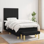 vidaXL Sommier à lattes de lit avec matelas Noir 90x190 cm Tissu
