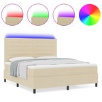 vidaXL Lit à ressorts avec matelas et LED crème 140x200 cm tissu