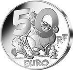 Obélix et Panoramix - 50 Euros Argent Colorisé BE 2022 (MDP)