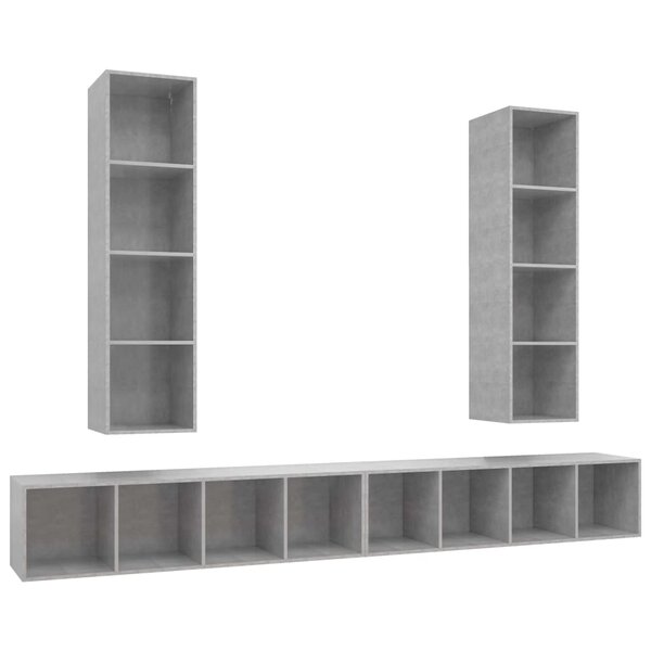 vidaXL Meubles TV muraux 4 Pièces Gris béton Aggloméré