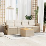 vidaXL Salon de jardin avec coussins 5 Pièces beige résine tressée